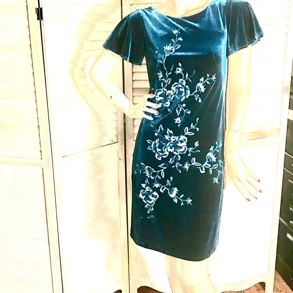 WhiteHouseBlack Market teal velvet dress